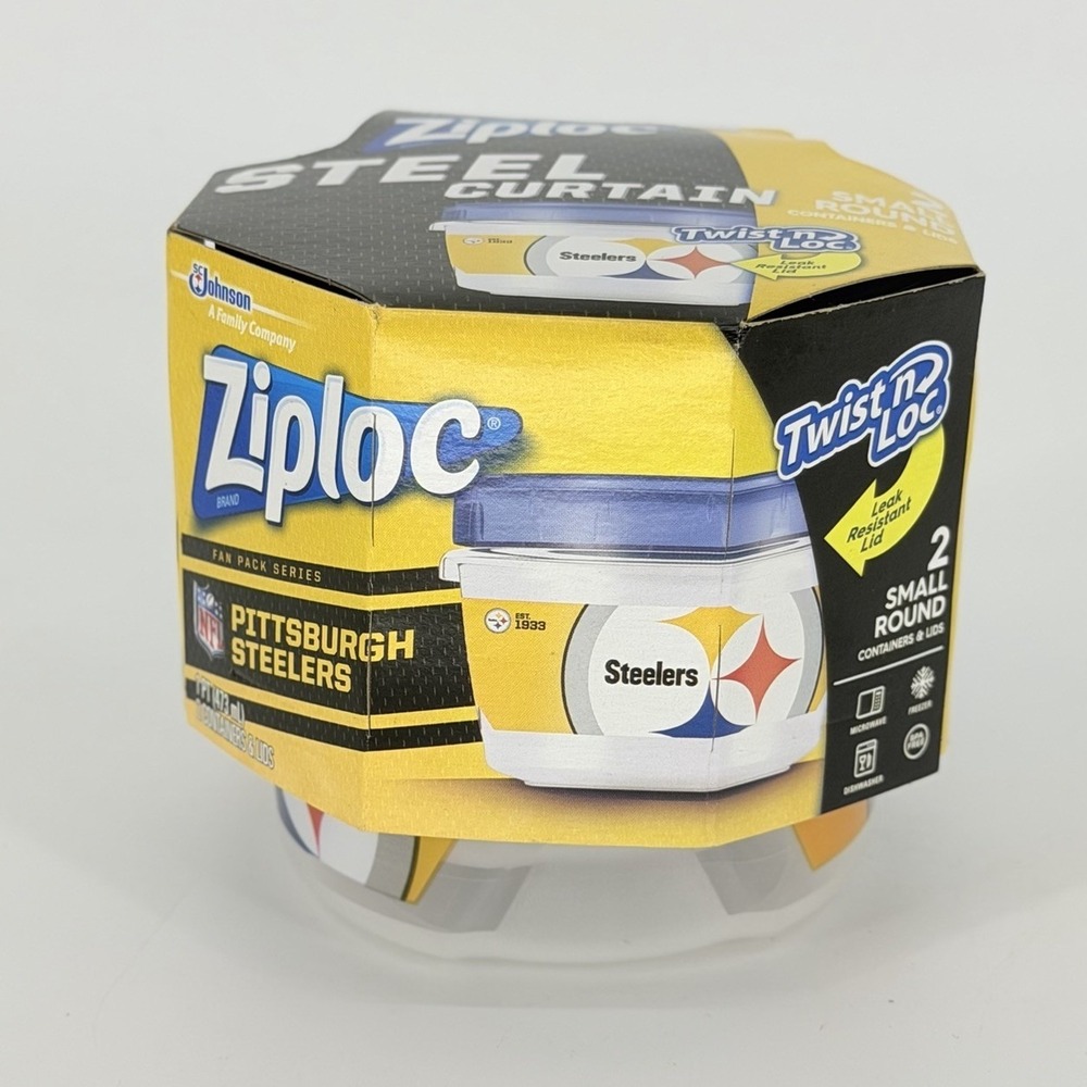 Ziploc Pittsburgh Steelers Twist N Loc Fan Series 2 Cup Containers 2 Pack NEW